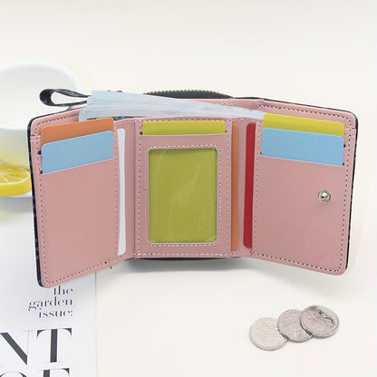 Classic Designer Letter Print Tri-fold Ladies Wallet, Casual Style, Women's Fashion Credit Card Holder