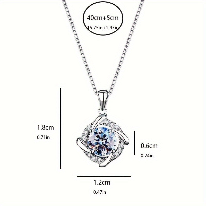 925 Silver 0.8ct Moissanite Windmill Necklace, Fashionable Charm, Sparkling collarbone, Gift Box for Christmas, Valentine's Day, Mother's Day, Graduation Birthday Holiday, Gift of Boutique