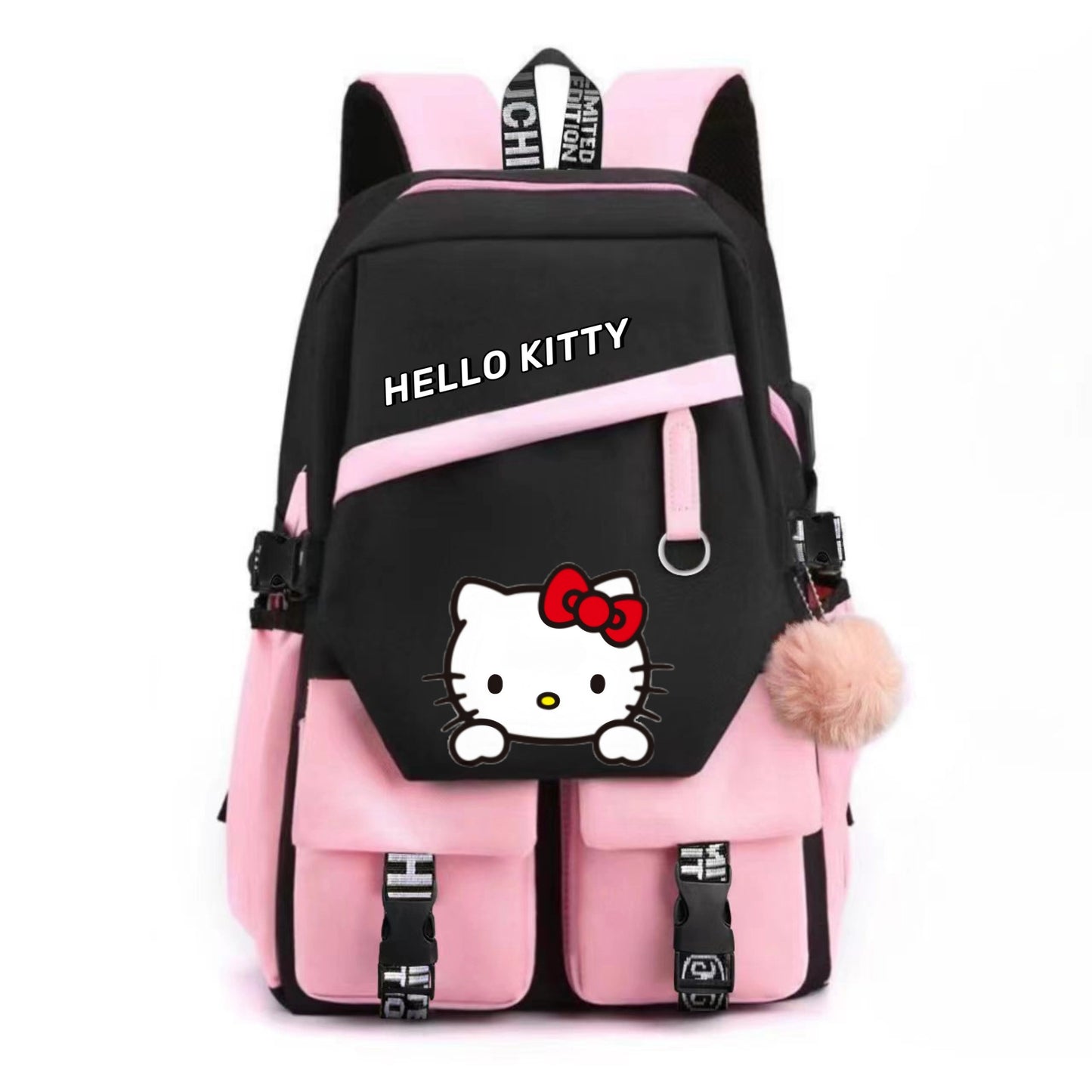 Large Capacity Foldable Backpack - Officially Licensed Hello Kitty Design, Fashionable Dual-Strap Pack, Spacious Interior, Foldable for Easy Storage - Sanrio School Bag with Timeless Classic Pattern