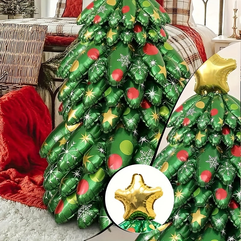 1pc Giant Green Christmas Tree Balloon Set - Self-Standing Aluminum Film Decoration for Holiday & New Year Party, Photo Prop