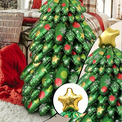 1pc Giant Green Christmas Tree Balloon Set - Self-Standing Aluminum Film Decoration for Holiday & New Year Party, Photo Prop