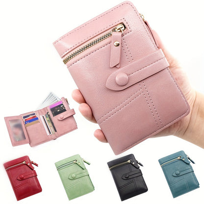 Solid Color Short Mini Wallet, Clutch Bifold Con Purse, Trendy Credit Card Holder