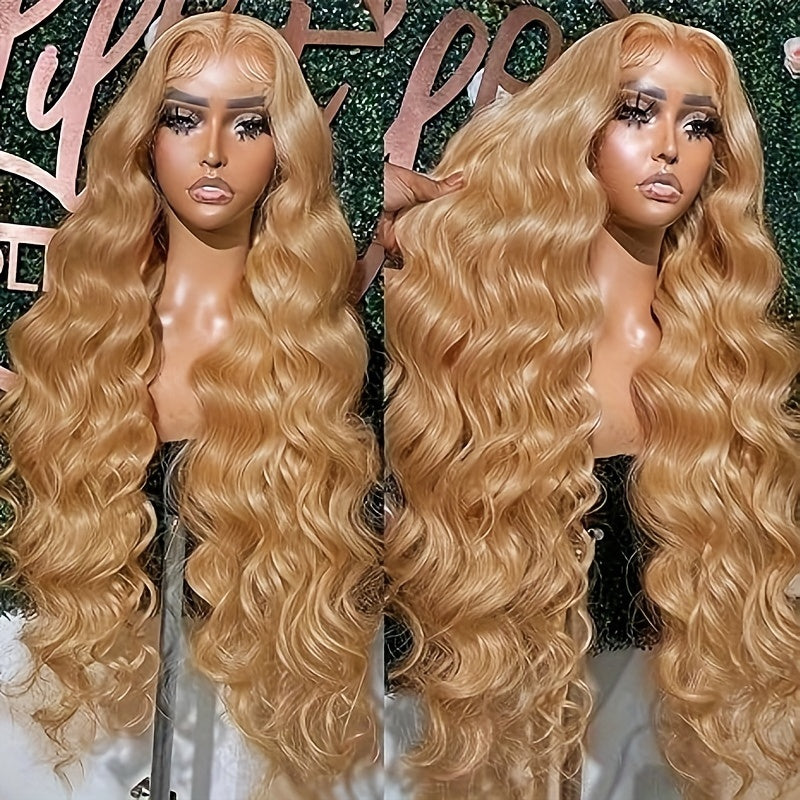 27# Honey Blonde Wig Highlight Ombre Blonde 13x6 HD Lace Front Wigs Human Hair Honey Blonde Lace Front Wig Colored Body Wave Pre Plucked Baby Hair Glueless For Women