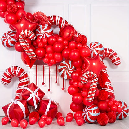 10pcs 31/16" Christmas Candy Cane Foil Balloons - Festive Holiday Party Decorations for New Year & Santa Claus Theme