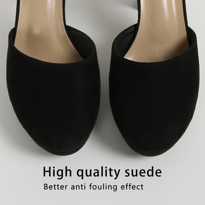 Elegant Women's Chunky Heel Pumps: Water-Resistant, All-Season Slip-On Shoes with Secure Ankle Strap