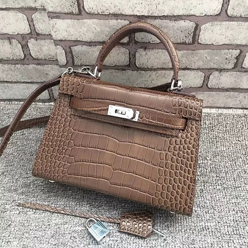 SEALBEER 2025 new second-generation palm pattern Kelly bag fashionable single shoulder diagonal span portable leather small square bag factory direct sales