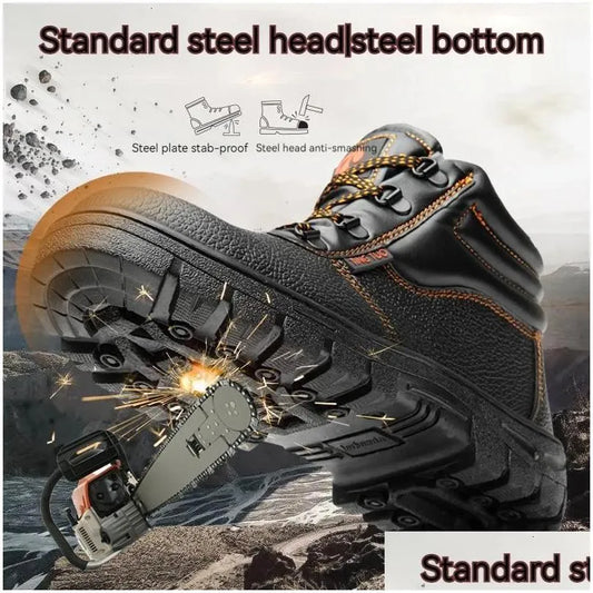 Safety Shoes Wear Resistant Mens Work Boots Shock-Absorbing Perforated Waterproof 240615 Drop Delivery Accessories Special Purpose Dhg5Z