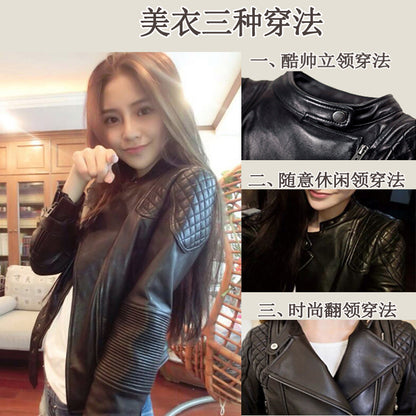 Long-term in stock Haining leather jacket women's jacket 2024 spring short leather jacket European and American locomotive clothing pu leather jacket