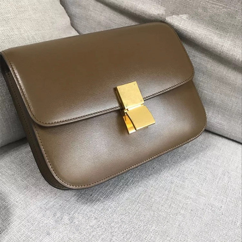 SEALBEER Factory direct sales popular mirror cowhide tofu bag small square bag cowhide women's bag single shoulder oblique span box-stewardess bag