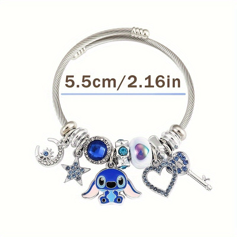 1 PC Exquisite Disney Stitch Enchanting Bracelet - Durable Zinc Alloy, Fashionable Anime Design, Unique Statement Jewelry, Officially Certified, Timeless Gift for Disney Fans, Perfect Accessory for Her, Everyday Wear, Novelty Collectible