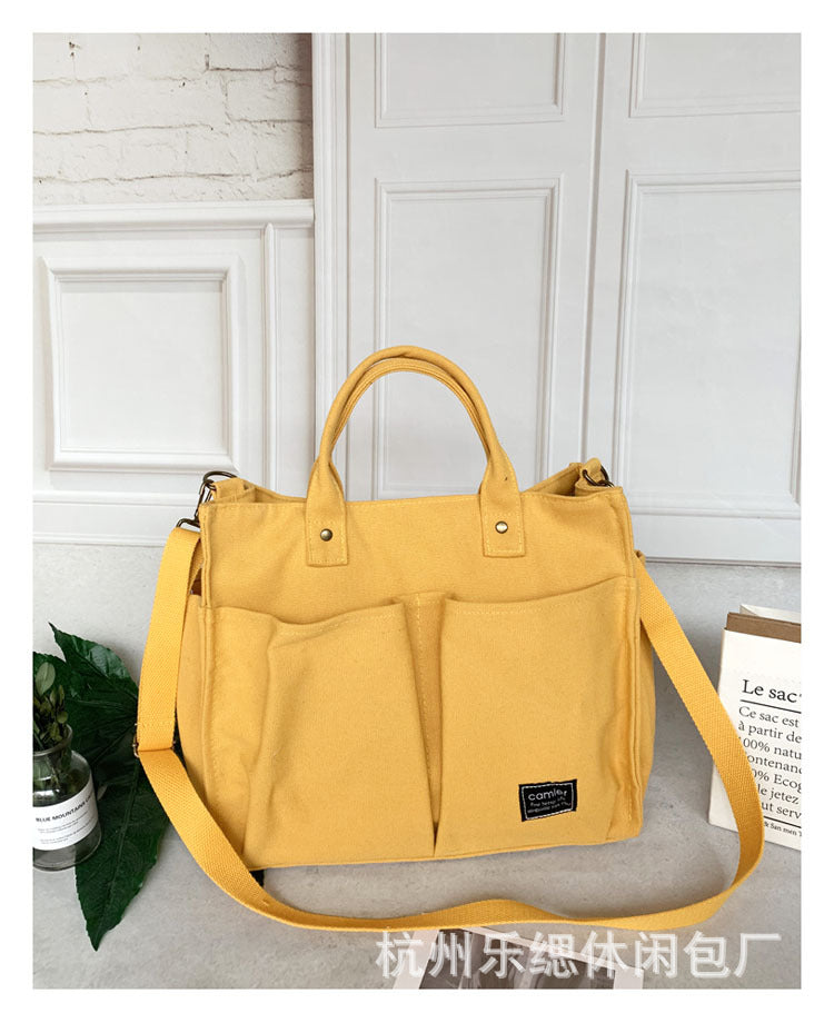 New Japanese Canvas Bag Women's Messenger Bag Women's Simple Fashion Canvas Bag Student Casual Canvas Handbag