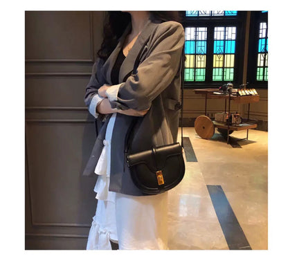 SEALBEER 2025 summer new semi-round saddle bag leather women's bag factory direct sales one hair single shoulder oblique span handbag