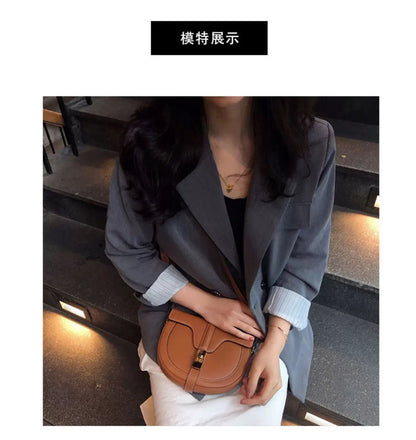 SEALBEER 2025 summer new semi-round saddle bag leather women's bag factory direct sales one hair single shoulder oblique span handbag