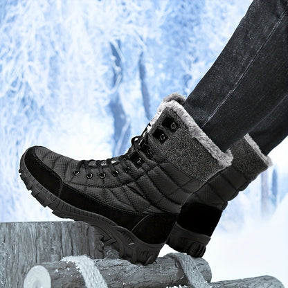 Men's oversized fashionable snow boots, winter warmth, plush cotton shoes, thickened men's boots, waterproof casual cotton boots