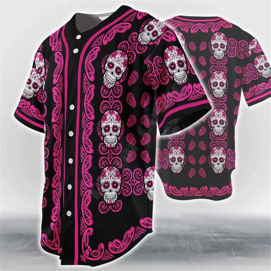 Pattern Color Skull Head Baseball Jersey Baseball Jersey Shirts 3D Printed Men's Shirt hip hop Tops