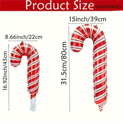 10pcs 31/16" Christmas Candy Cane Foil Balloons - Festive Holiday Party Decorations for New Year & Santa Claus Theme