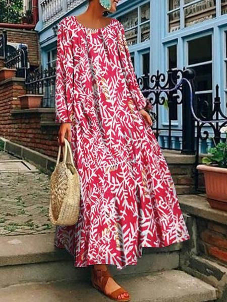 2025 spring clothing 2025 summer new Popular trade women's clothing ebay digital printing long-sleeved dress casual long dress