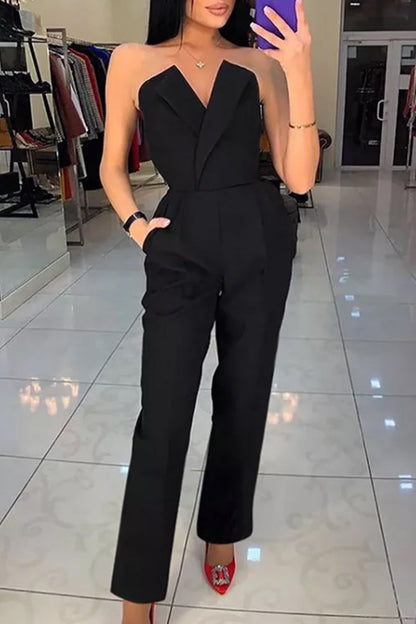 Casual Solid Color Regular Jumpsuits(3 Colors)