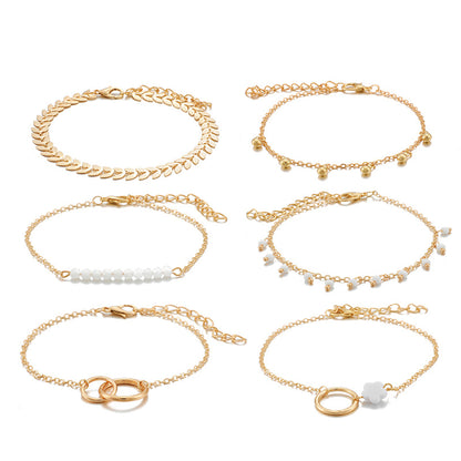 Trendy 6-Piece Stackable Bracelet Set with Adjustable Geometric & Tassel Design - Perfect for Everyday & Special Occasions