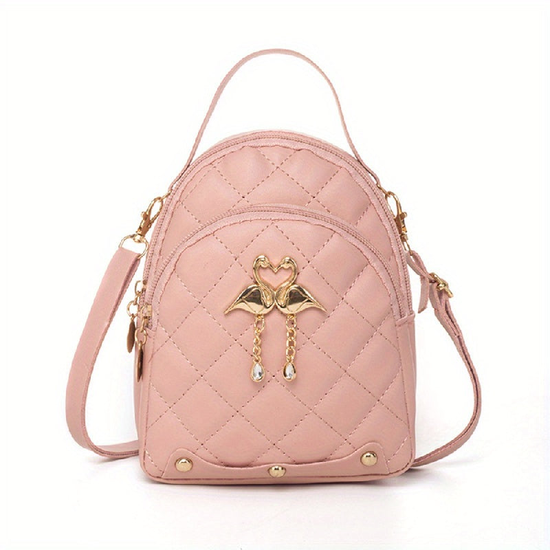 Fashionable Mini Backpack - Lightweight & Versatile with Adorable Double Swan Decor - Perfect for Teenage Girls, an Ideal Thoughtful Gift Choice