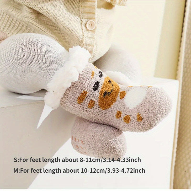 Baby Boy's Cute Winter Baby Cartoon Christmas Socks Thickened Warm Newborn Floor Socks Non-slip Children's Socks 0-2 Years