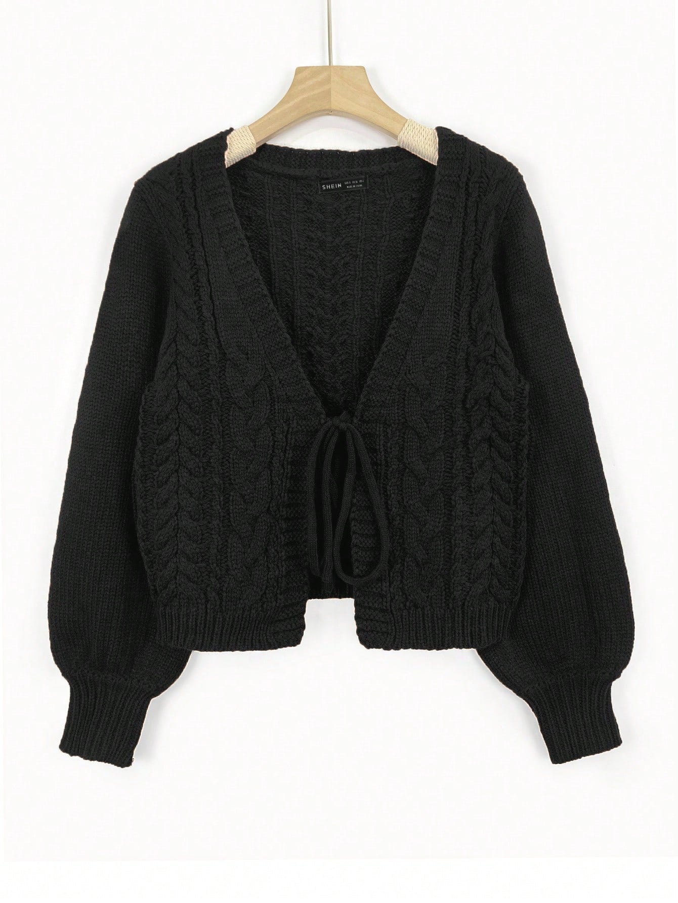 NEW EZwear Tie Front Lantern Sleeve Cardigan