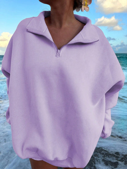 NEW EZwear Solid Color Drop Shoulder Sweatshirt