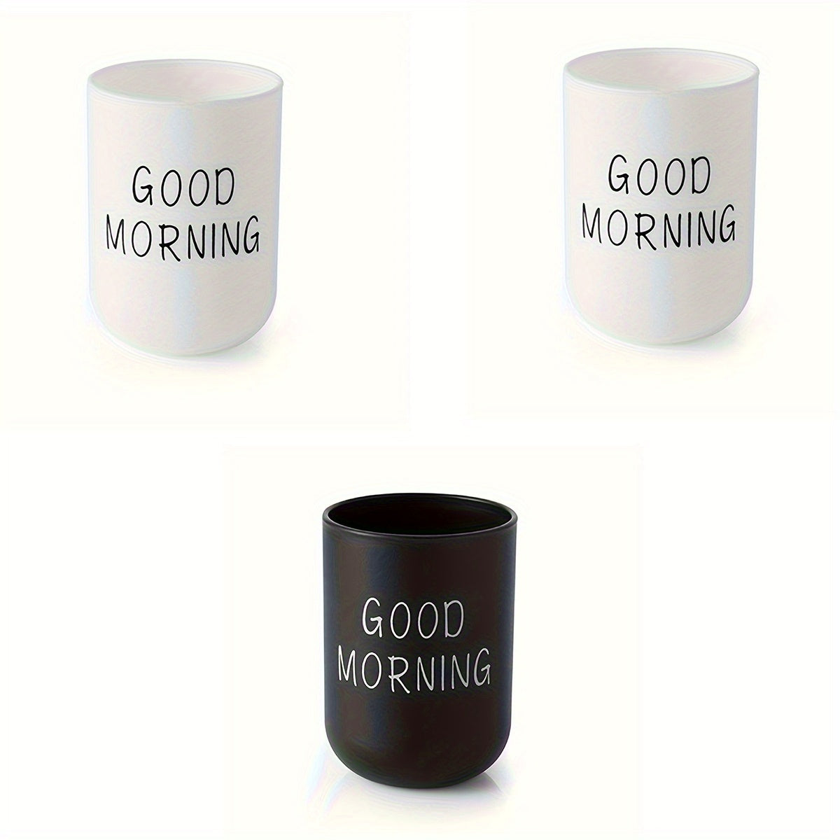 1/2/3pcs Slogan Graphic Mouthwash Cup, Simple Couple Toothbrush Cup, Plastic Gargle Cup, Bathroom Tumbler, Bathroom Accessories, Home Decor