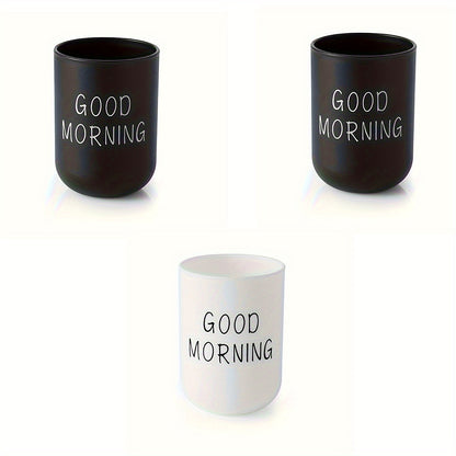 1/2/3pcs Slogan Graphic Mouthwash Cup, Simple Couple Toothbrush Cup, Plastic Gargle Cup, Bathroom Tumbler, Bathroom Accessories, Home Decor