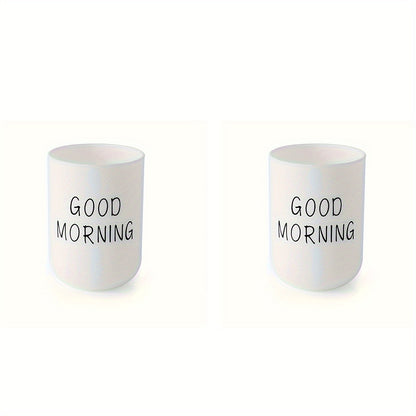 1/2/3pcs Slogan Graphic Mouthwash Cup, Simple Couple Toothbrush Cup, Plastic Gargle Cup, Bathroom Tumbler, Bathroom Accessories, Home Decor