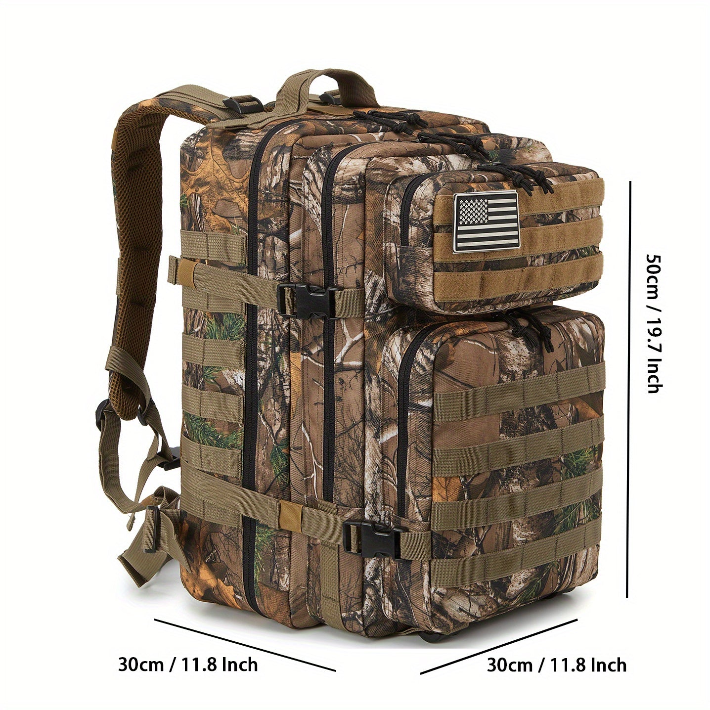 Tactical 45L Backpack for Men - Durable Military-Grade, Camo MOLLE Assault Pack for Hiking, Trekking, Hunting & 3-Day Expeditions