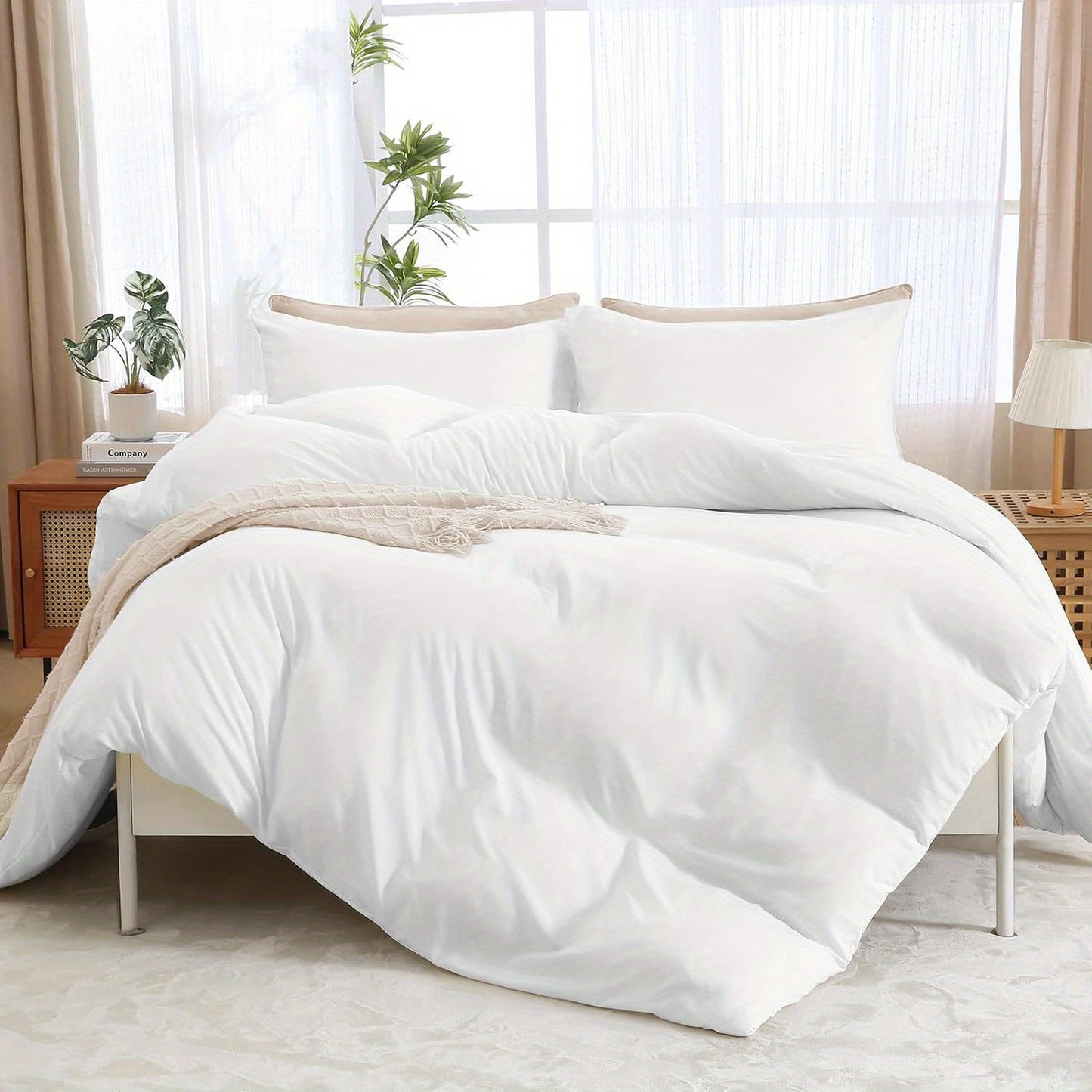 3-Piece Soft Brushed Duvet Cover Set - Reversible, Warm, and Comfortable Microfiber Satin Fabric with Zipper Closure, 2 Pillow Cases - All-Season, Sanded, and Breathable