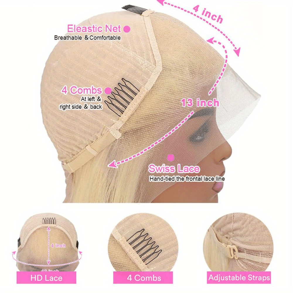 250 Desnity 613 Body Wave Lace Front Wig Human Hair 613 Lace Front Wig Human Hair 13x4 Transparent Lace 613 HD Lace Frontal Wig Invisible HD Transparent 613 Blonde Lace Front Colored Wigs Human Hair