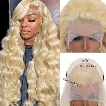 250 Desnity 613 Body Wave Lace Front Wig Human Hair 613 Lace Front Wig Human Hair 13x4 Transparent Lace 613 HD Lace Frontal Wig Invisible HD Transparent 613 Blonde Lace Front Colored Wigs Human Hair