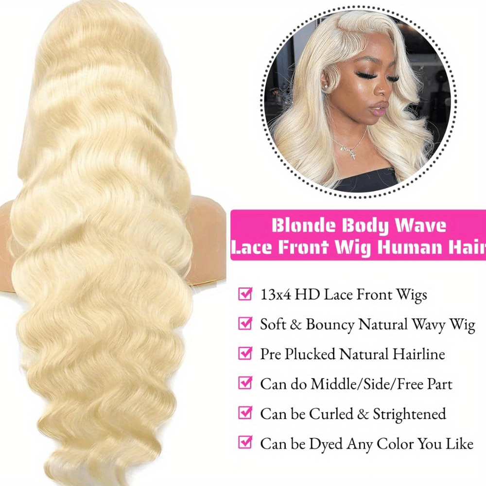 250 Desnity 613 Body Wave Lace Front Wig Human Hair 613 Lace Front Wig Human Hair 13x4 Transparent Lace 613 HD Lace Frontal Wig Invisible HD Transparent 613 Blonde Lace Front Colored Wigs Human Hair