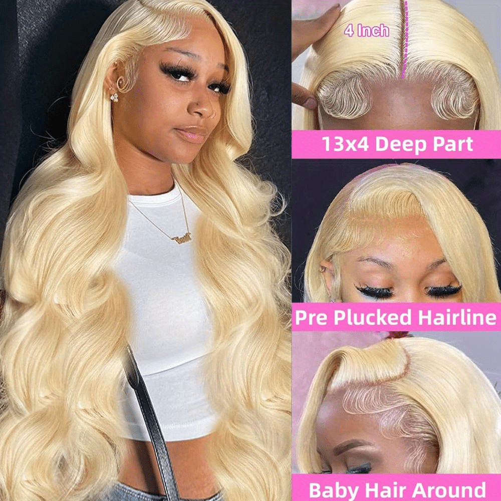 250 Desnity 613 Body Wave Lace Front Wig Human Hair 613 Lace Front Wig Human Hair 13x4 Transparent Lace 613 HD Lace Frontal Wig Invisible HD Transparent 613 Blonde Lace Front Colored Wigs Human Hair