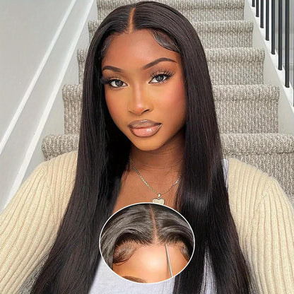 Put on and Go Glueless Wig Human Hair Pre Plucked Pre Cut 13x4 Hd Transparent Straight Lace Front Wigs Human Hair 200% Density Natural Color 100% Human Hair