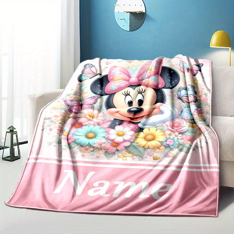 Personalized Minnie Mouse Throw Blanket - Lightweight, Soft, and Perfect for Any Season - Customizable with Your Name