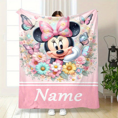 Personalized Minnie Mouse Throw Blanket - Lightweight, Soft, and Perfect for Any Season - Customizable with Your Name