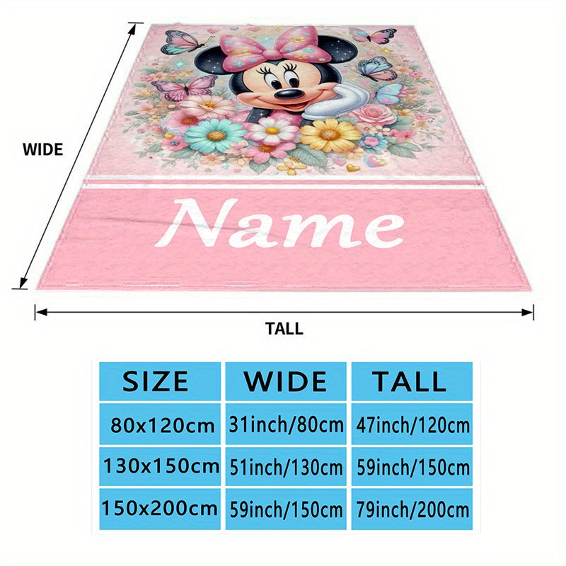 Personalized Minnie Mouse Throw Blanket - Lightweight, Soft, and Perfect for Any Season - Customizable with Your Name