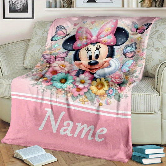 Personalized Minnie Mouse Throw Blanket - Lightweight, Soft, and Perfect for Any Season - Customizable with Your Name