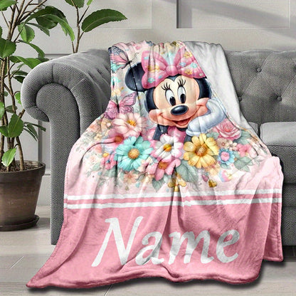 Personalized Minnie Mouse Throw Blanket - Lightweight, Soft, and Perfect for Any Season - Customizable with Your Name