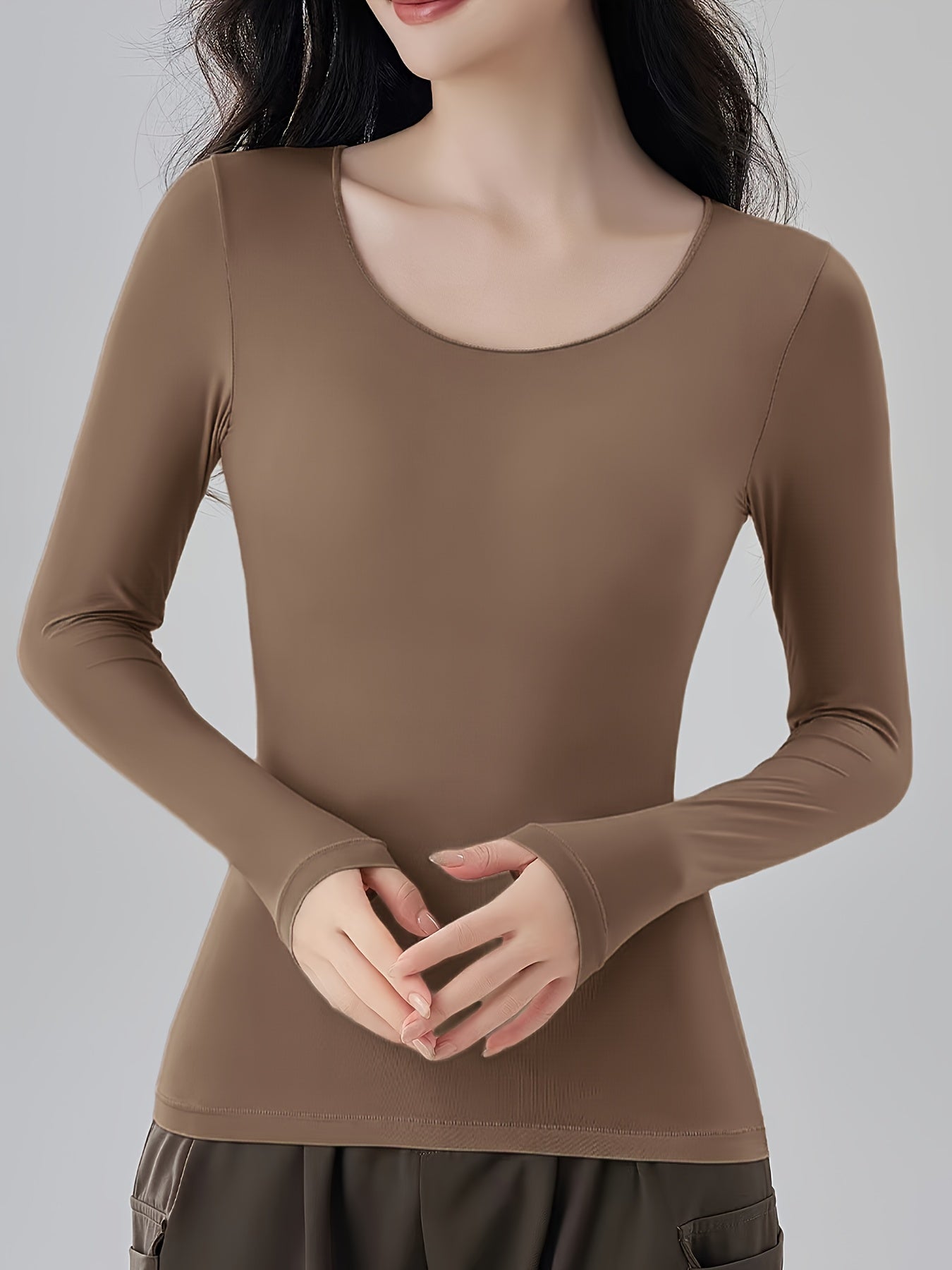 [Fast Arrival] Ultra-Soft Seamless Thermal Underwear for Women - Slim Fit, Long Sleeve Top, Perfect for Fall/Winter Lingerie & Sleepwear