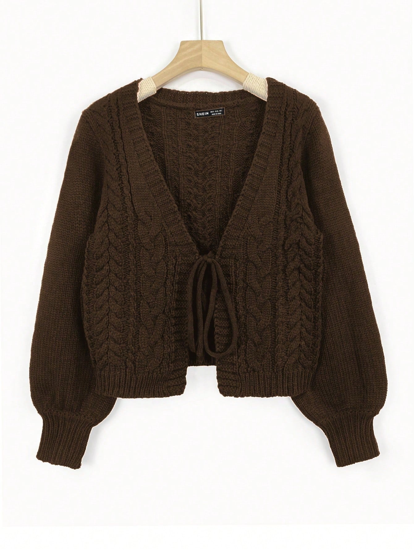 NEW EZwear Tie Front Lantern Sleeve Cardigan