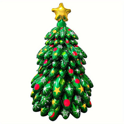 1pc Giant Green Christmas Tree Balloon Set - Self-Standing Aluminum Film Decoration for Holiday & New Year Party, Photo Prop