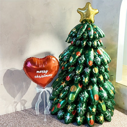 1pc Giant Green Christmas Tree Balloon Set - Self-Standing Aluminum Film Decoration for Holiday & New Year Party, Photo Prop