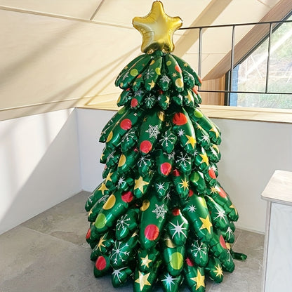 1pc Giant Green Christmas Tree Balloon Set - Self-Standing Aluminum Film Decoration for Holiday & New Year Party, Photo Prop