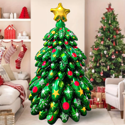 1pc Giant Green Christmas Tree Balloon Set - Self-Standing Aluminum Film Decoration for Holiday & New Year Party, Photo Prop