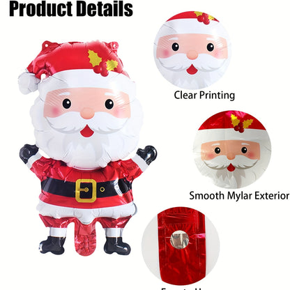 5pcs Aluminum Santa Claus Balloons Set 16" Christmas Party Decorations, No-Feather Festive Mylar Balloon Pack for Holiday Themed Gatherings and Home Decor Without Electricity