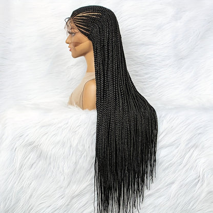 Flawless Synthetic Lace Braids Wig - Easy Style, Heat Resistant - Perfect for Beginners & Fashion-Forward Women